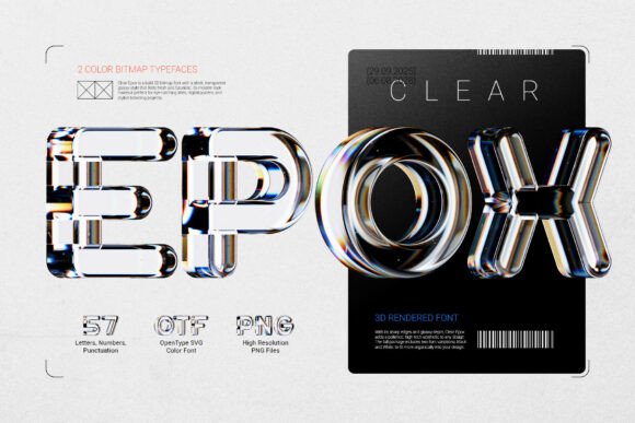 Clear Epox: The 3D Glass Font for Modern Branding